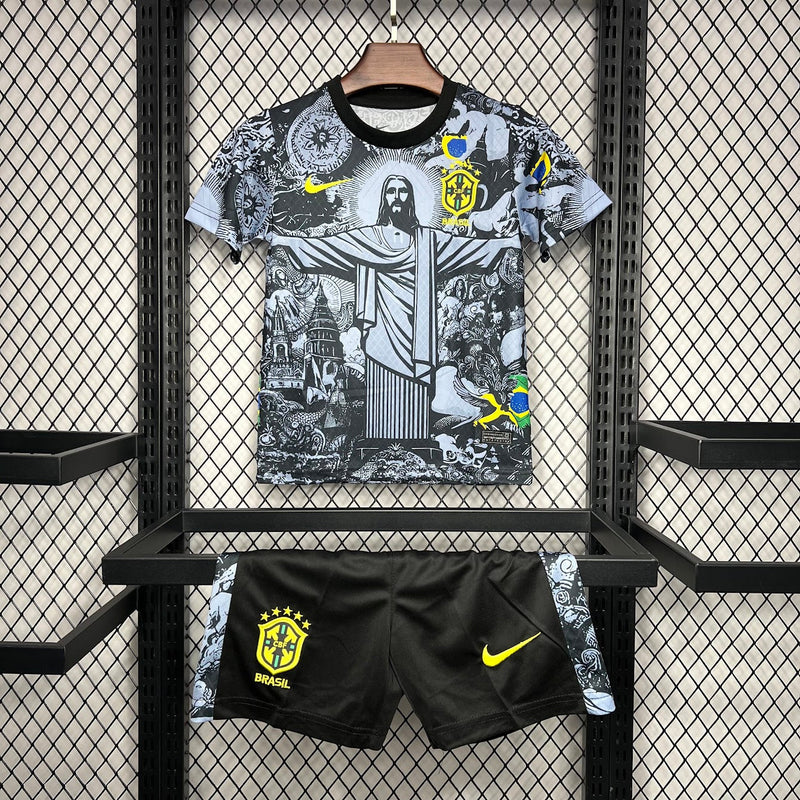 Brasil Special Edition Kit Kids - Cristo Redentor - Black Nike